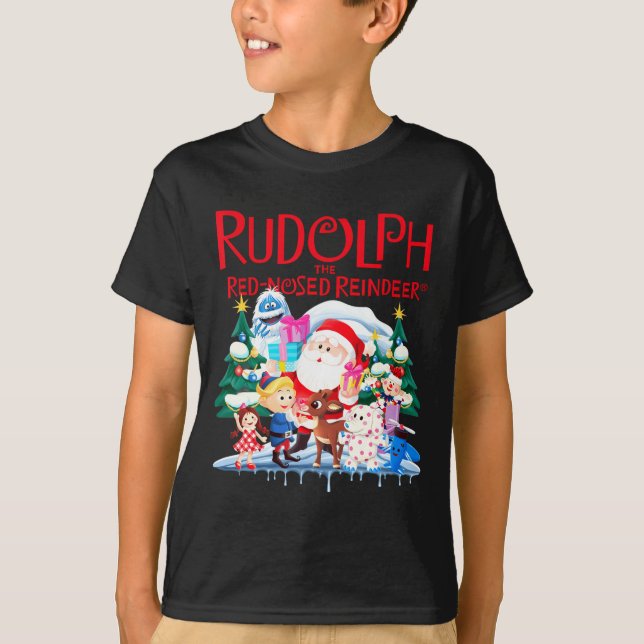 Cute Rudolph The Red Nosed Reindeer Christmas Spec T-Shirt (Vorderseite)