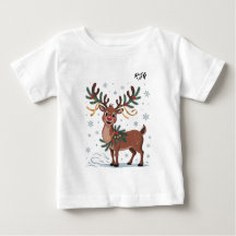 Cute Rudolph with Gold Accents Initials