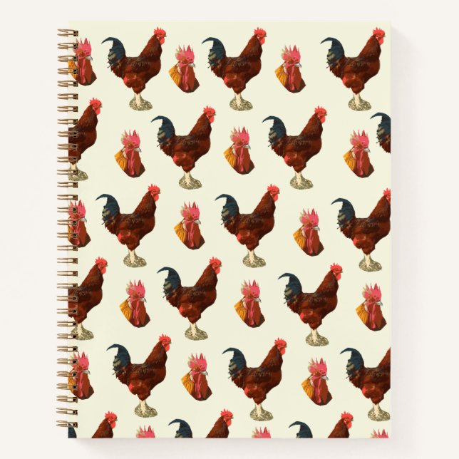 Cute Rustikales Bauernhaus Wasserfarbenfrohe Hähnc Notizbuch (Vorderseite)