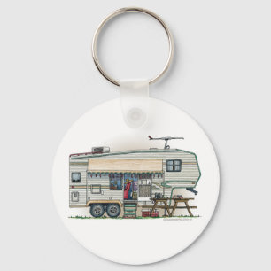 Cute RV Vintage Fifth Wheel Camper Travel Trailer Schlüsselanhänger