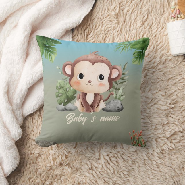 Cute Safari Animals 2 side Monkey Elephant Kissen (Decke)