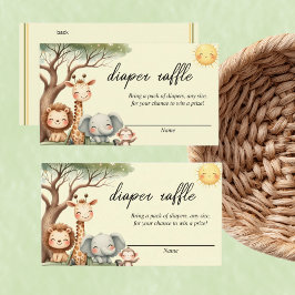 Cute Safari Animals gender neutral diaper raffle Mitteilungskarte