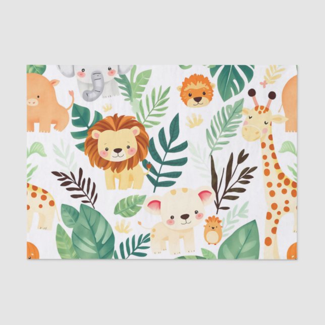 Cute Safari Animals Jungle Pattern Seidenpapier (Vorderseite)
