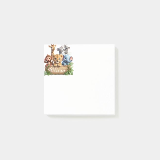 Cute Safari Animals Personalized Sticky Notes Post-it Klebezettel (Vorderseite)