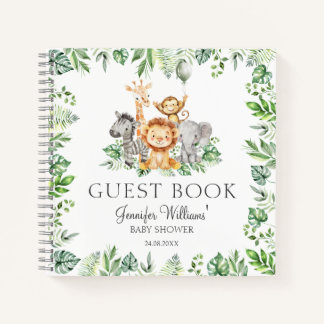 Cute Safari Baby Shower Guest Book Gift Notebook Notizbuch