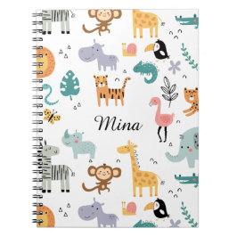 Cute Safari Jungle Animals Personalized Baby Name Notizblock