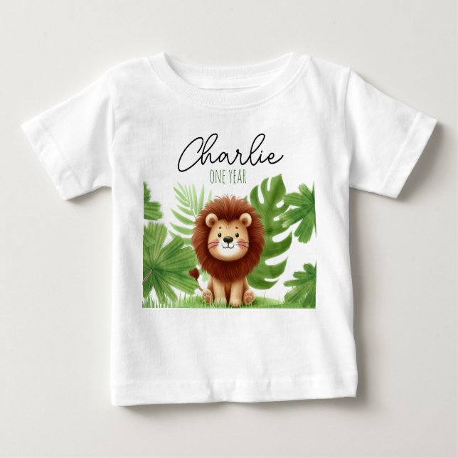 Cute Safari Lion Birthday Baby T-shirt (Vorderseite)