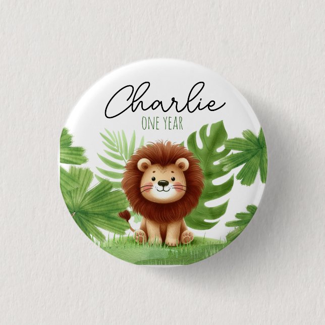 Cute Safari Lion Birthday Button (Vorderseite)
