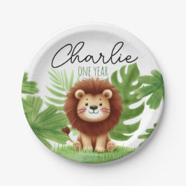 Cute Safari Lion Birthday Pappteller