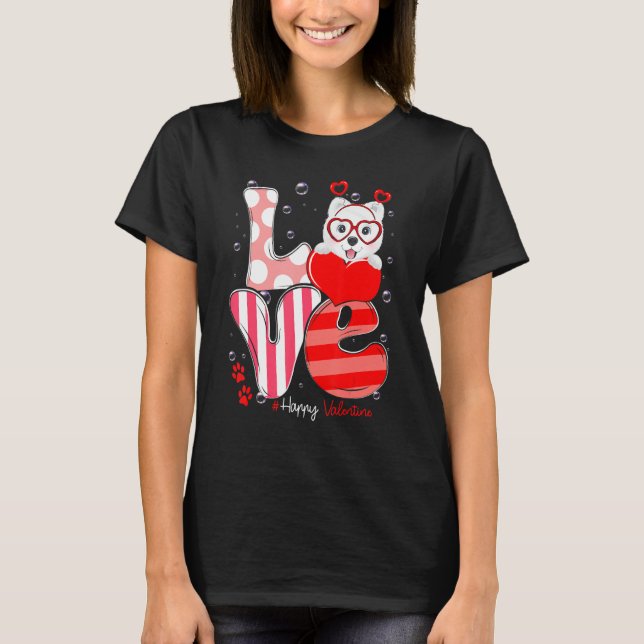 Cute Samoyed Dog Love Valentine Puppy T-Shirt (Vorderseite)