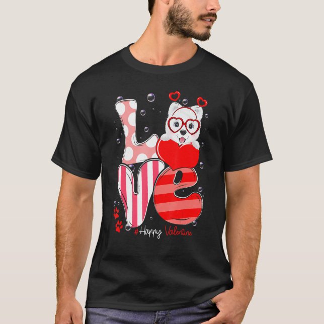 Cute Samoyed Dog Love Valentine Puppy T-Shirt (Vorderseite)