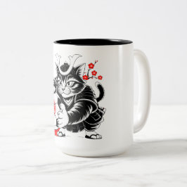 Cute Samurai Cat Soccer Gift for Japan Fans & Cat  Zweifarbige Tasse
