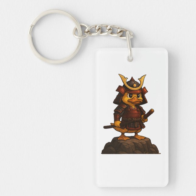 Cute Samurai Duck Keychain – Japanese Warrior Duck Schlüsselanhänger (Vorderseite)