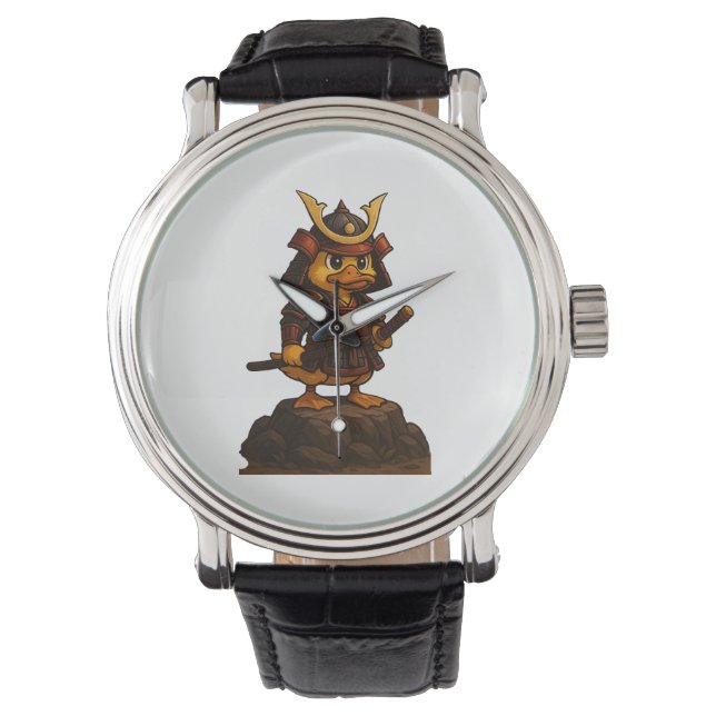 Cute Samurai Duck Watch  Armbanduhr (Vorderseite)