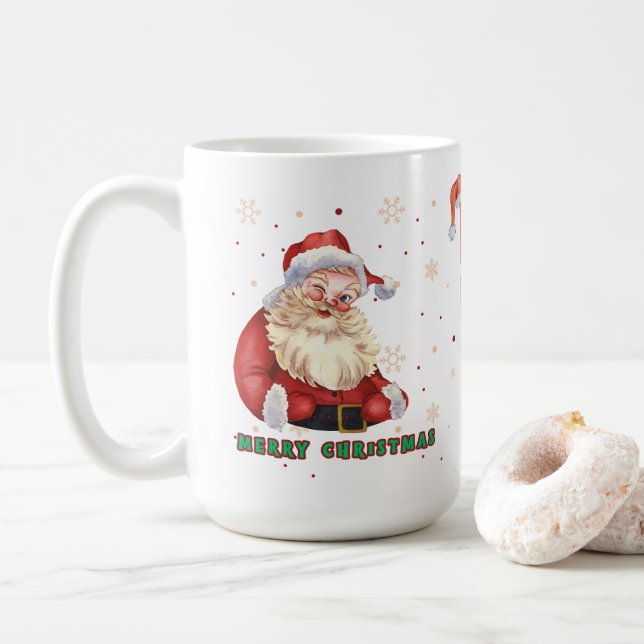 Cute Santa 15 oz Mug Kaffeetasse (Mit Donut)