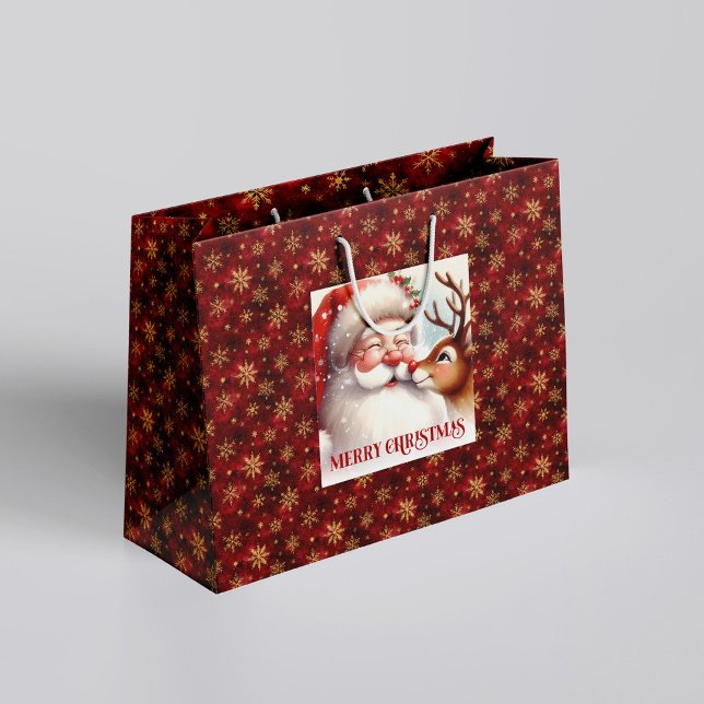 Cute Santa and Rudolph Kids Christmas Gift Bags Große Geschenktüte (Cute Santa and Rudolph Kids Christmas Gift Bag Design

)