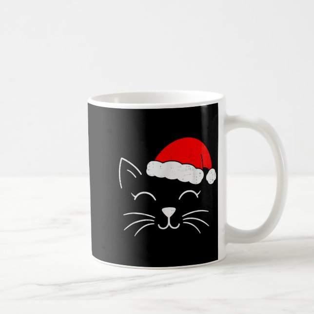 Cute Santa Cat Face Christmas Meow Kitty Pet Cat L Kaffeetasse (Rechts)