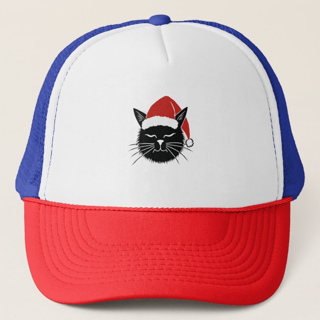 Cute Santa Cat Lover Christmas Men Women Kids T-Sh Truckerkappe (Vorderseite)