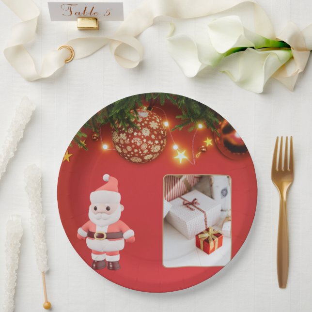 Cute Santa Christmas Plate – Festive Holiday Gift  Pappteller (Hochzeit)