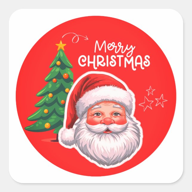 Cute Santa & Christmas Tree Sticker  (Vorderseite)