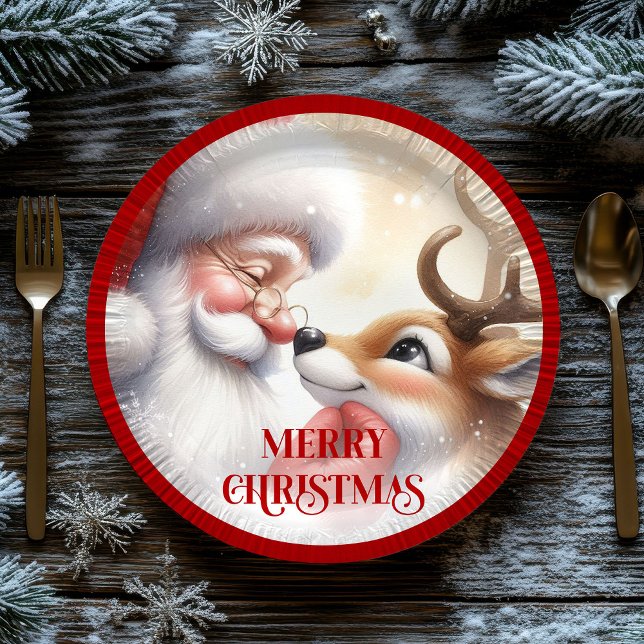 Cute Santa Claus Cartoon Holiday Party Paper Plate Pappteller (Cute Santa Claus Cartoon Holiday Party Paper Plates

)