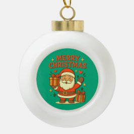  Cute Santa Claus Christmas Art –  Merry Christmas Keramik Kugel-Ornament