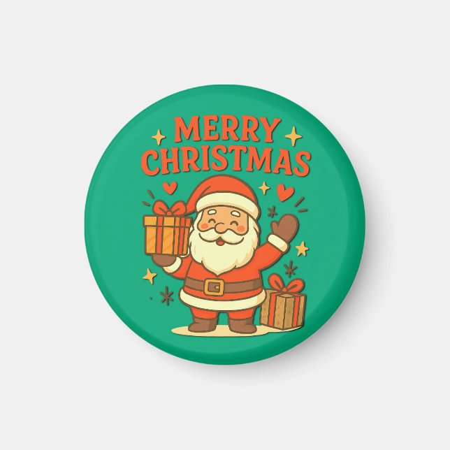  Cute Santa Claus Christmas Art –  Merry Christmas Magnet (Vorne)