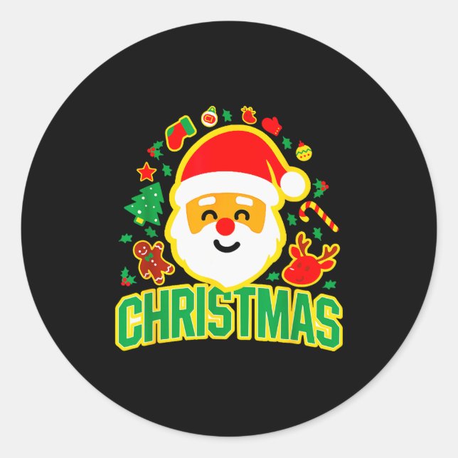Cute Santa Claus Christmas Festive Holiday Xmas De Runder Aufkleber (Vorderseite)