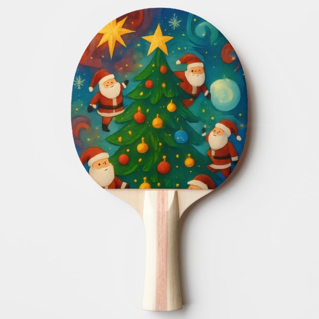 Cute Santa Claus Christmas Tree Illustration Tischtennis Schläger (Vorderseite)