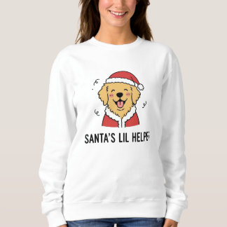Cute Santa Claus Costume Golden Retriever Dog Art Sweatshirt