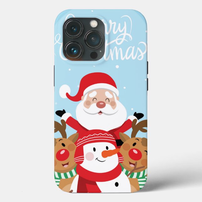 Cute Santa Claus, deer and snowman Case-Mate iPhone Hülle (Rückseite)