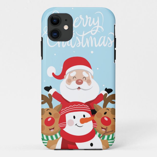 Cute Santa Claus, deer and snowman Case-Mate iPhone Hülle (Rückseite)