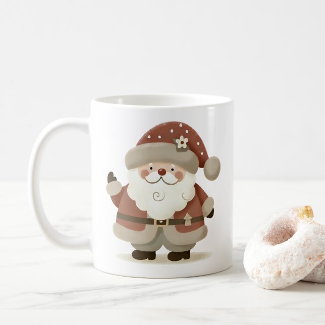 Cute Santa Claus & Drawing Christmas Kaffeetasse (Mit Donut)