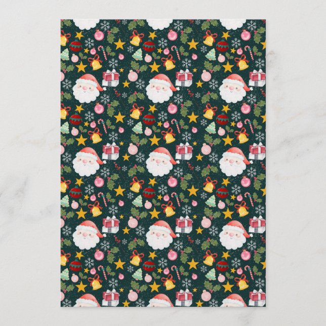 Cute Santa Claus Holiday Seamless Pattern Einladung (Vorderseite)