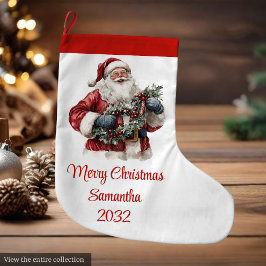 Cute Santa Claus Kids Festive Merry Christmas Großer Weihnachtsstrumpf