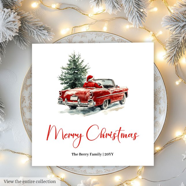 Cute Santa Claus Kids Watercolor Holiday Napkins Serviette (Cute Santa Claus Kids Watercolor Holiday Napkin)