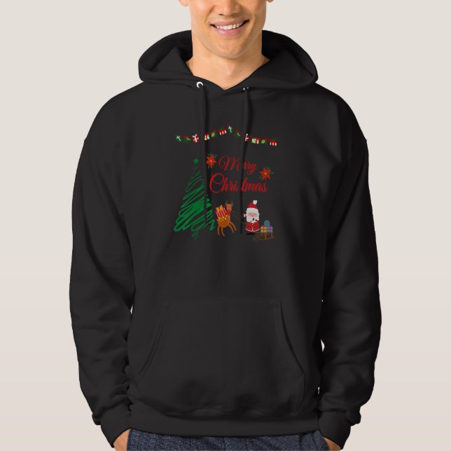Cute Santa Claus Merry Christmas Hoodie (Vorderseite)