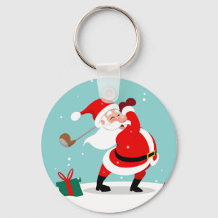 Cute Santa Claus plays Golf Schlüsselanhänger