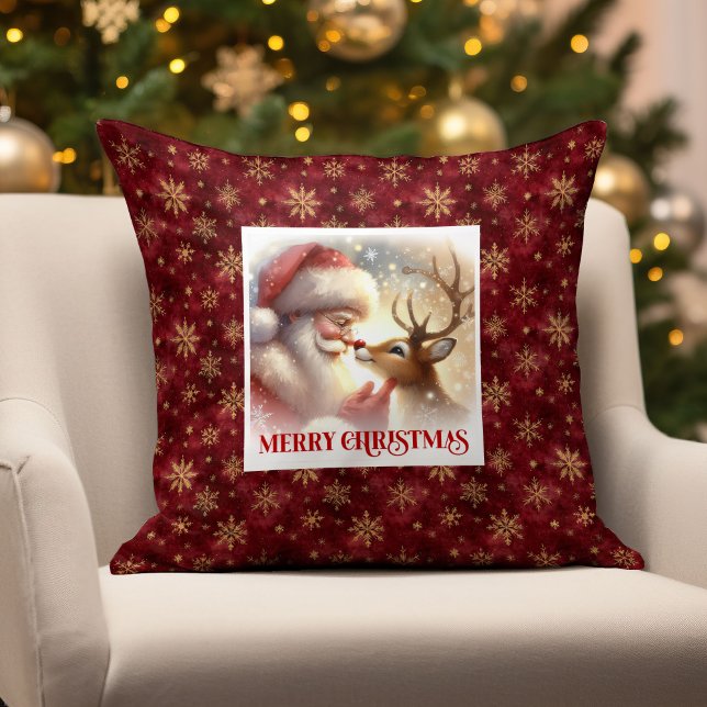 Cute Santa Claus Rudolph Christmas Throw Pillow   Kissen (Cute Santa Claus Rudolph Christmas Throw Pillow Decor

)