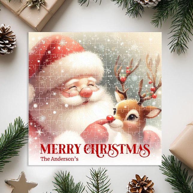 Cute Santa Claus Rudolph Personalized Kids Gift   Puzzle (Cute Santa Claus Rudolph Personalized Kids Gift Puzzle

)