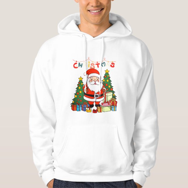 Cute Santa Claus with Christmas Trees & Gifts – Me Hoodie (Vorderseite)