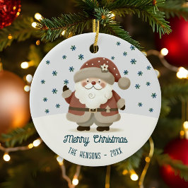 Cute Santa Clause Snowflakes Drawing Christmas Keramik Ornament