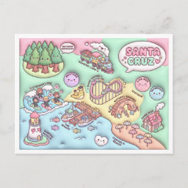 Cute Santa Cruz California Neighborhood Map UCSC Postkarte