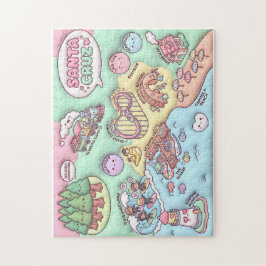 Cute Santa Cruz California Neighborhood Map UCSC Puzzle