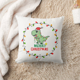Cute Santa Dino Merry Christmas Kissen
