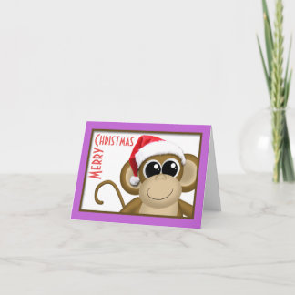 Cute Santa Hat Monkey "Merry Christmas" Card Feiertagskarte