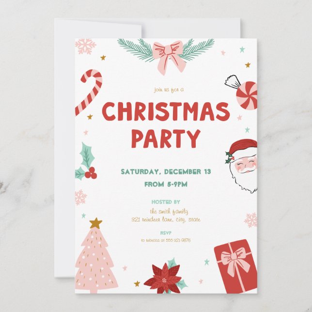 Cute Santa Holiday Kid Christmas Party Invitations Einladung (Vorderseite)