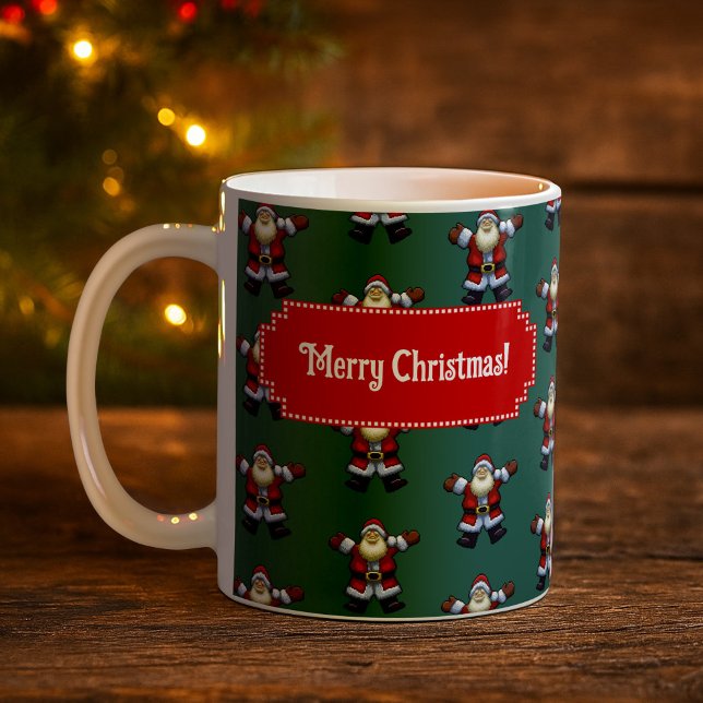 Cute Santa Merry Christmas! Father Xmas Pattern Kaffeetasse (Von Creator hochgeladen)