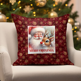 Cute Santa Rudolph Christmas Pillow Festive Home Kissen