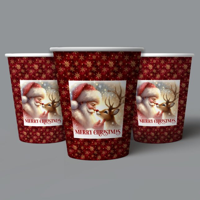Cute Santa Rudolph Cups for Kids Christmas Party Pappbecher (Cute Santa Rudolph Cups for Kids Christmas Party)